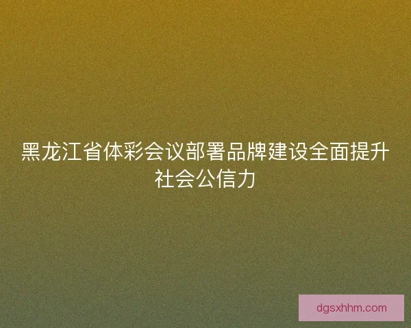 黑龙江省体彩会议部署品牌建设全面提升社会公信力